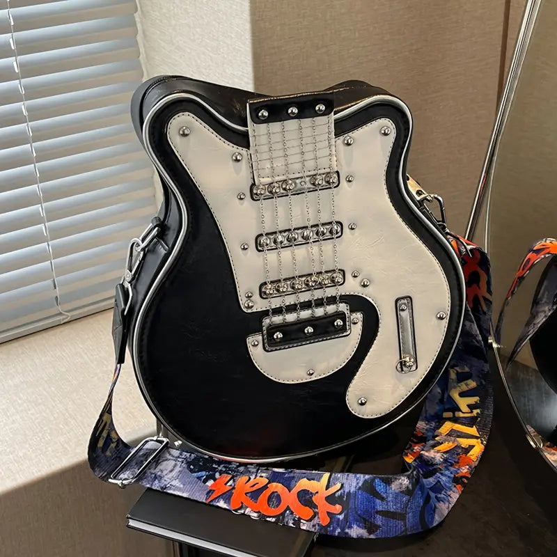 GuitarHero Vintage Retro Gitarren-Crossbody-Tasche | Rockiger Look | Modische Umhängetasche
