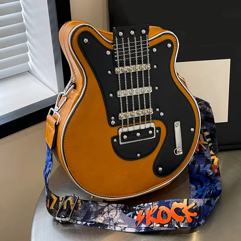 GuitarHero Vintage Retro Gitarren-Crossbody-Tasche | Rockiger Look | Modische Umhängetasche
