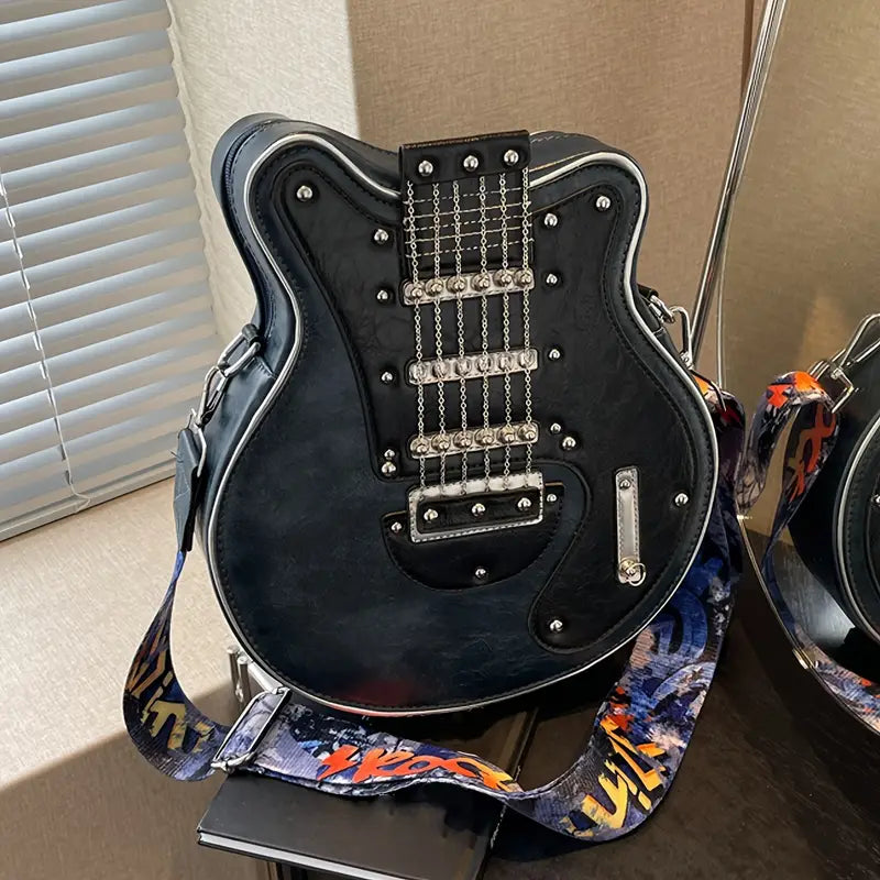 GuitarHero Vintage Retro Gitarren-Crossbody-Tasche | Rockiger Look | Modische Umhängetasche