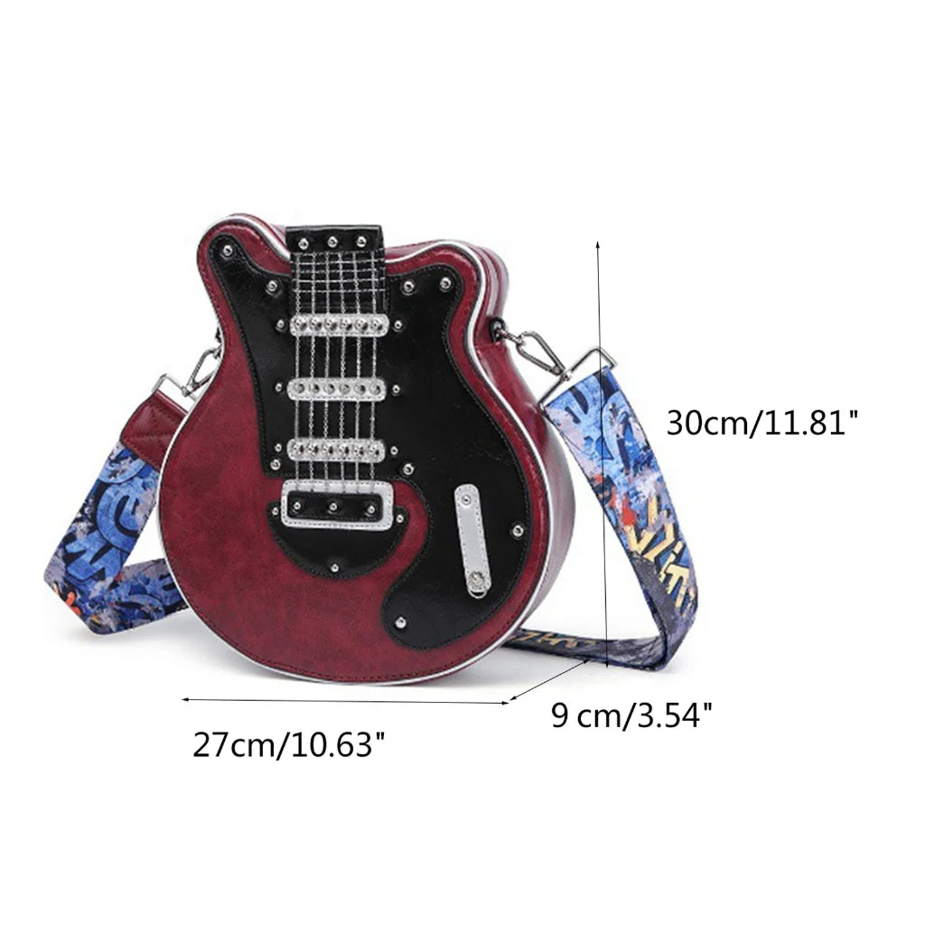 GuitarHero Vintage Retro Gitarren-Crossbody-Tasche | Rockiger Look | Modische Umhängetasche