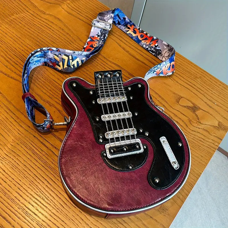GuitarHero Vintage Retro Gitarren-Crossbody-Tasche | Rockiger Look | Modische Umhängetasche