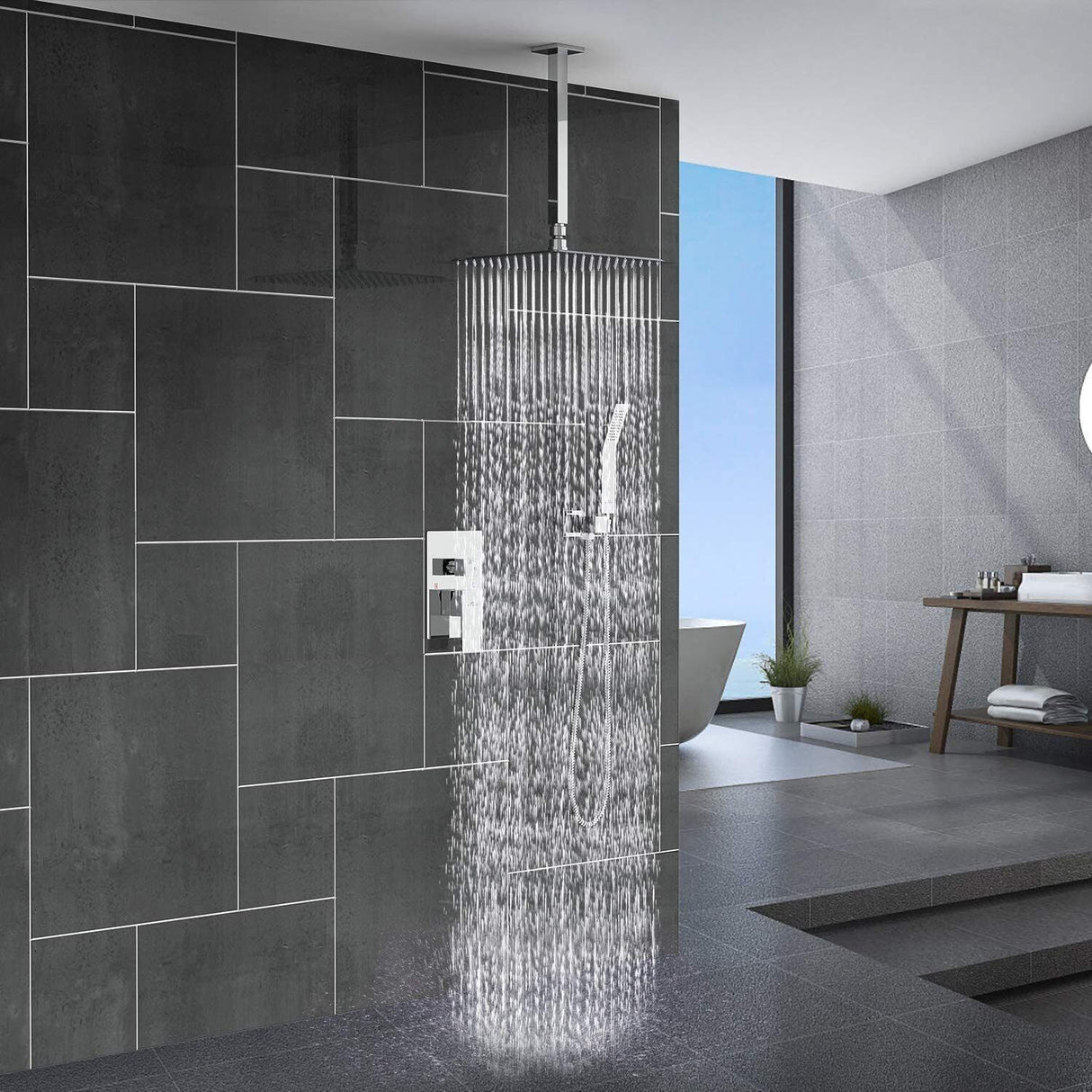 RainSpa Wandmontierte Regenfall-Ultraschmaldusche | Luxuriöser Komfort | Modernes Design