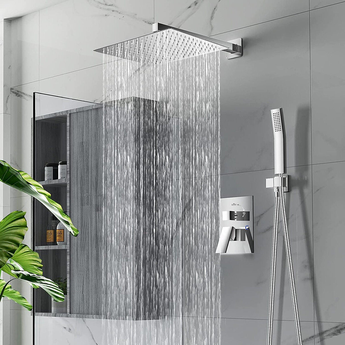RainSpa Wandmontierte Regenfall-Ultraschmaldusche | Luxuriöser Komfort | Modernes Design