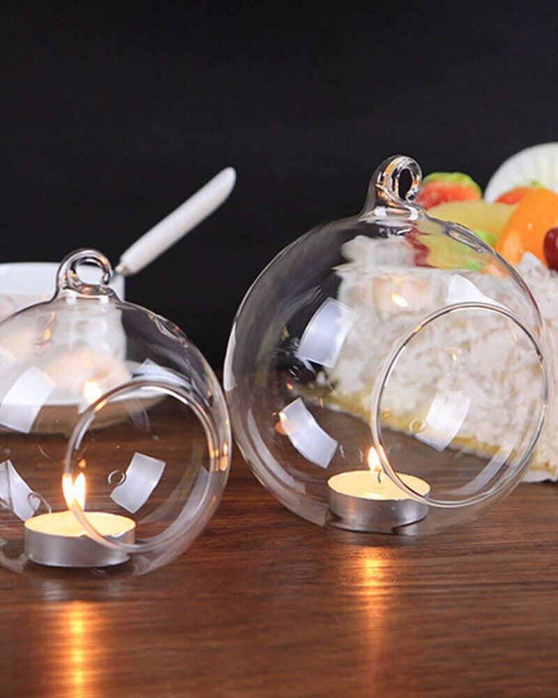 GlobeFlicker Terrarium Glas Teelichthalter | Set aus 2 | Elegante Deko für Zuhause | Stimmungsvolle Beleuchtung