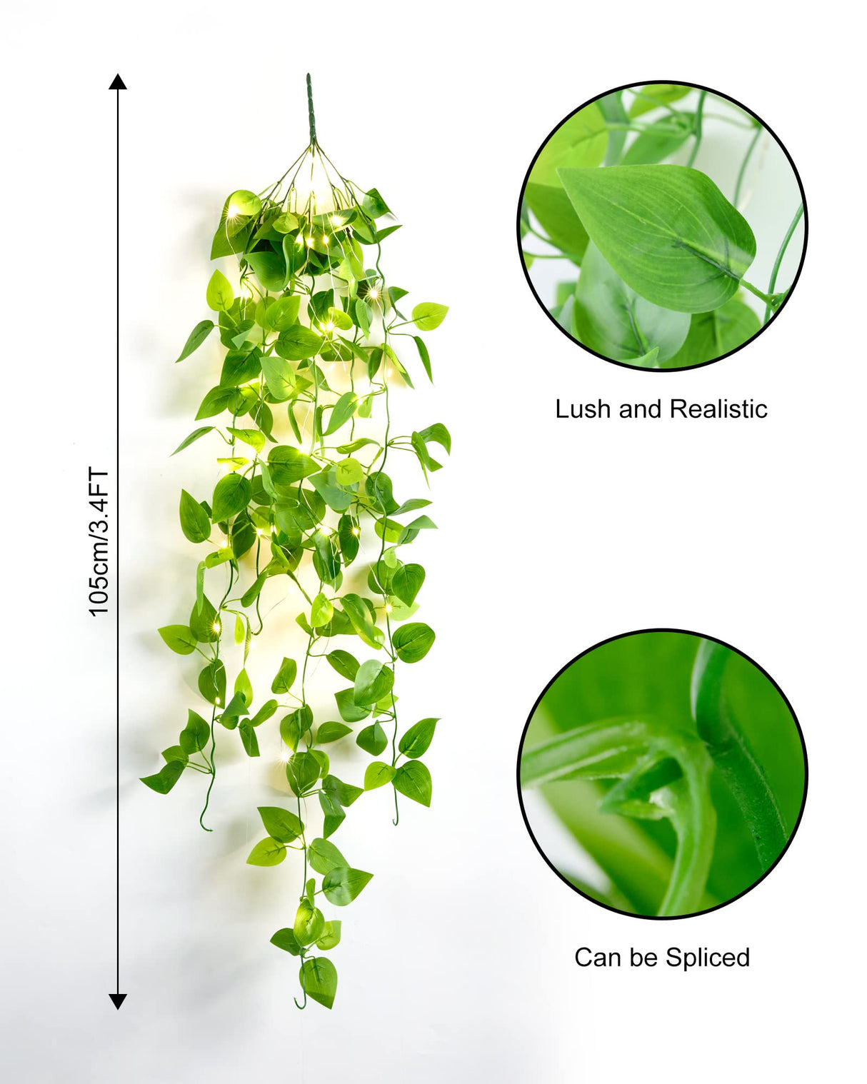 GlowIvy LED Efeuranke | Beleuchtete Kunstpflanze | Dekoration für Innen & Außen | Stimmungslicht