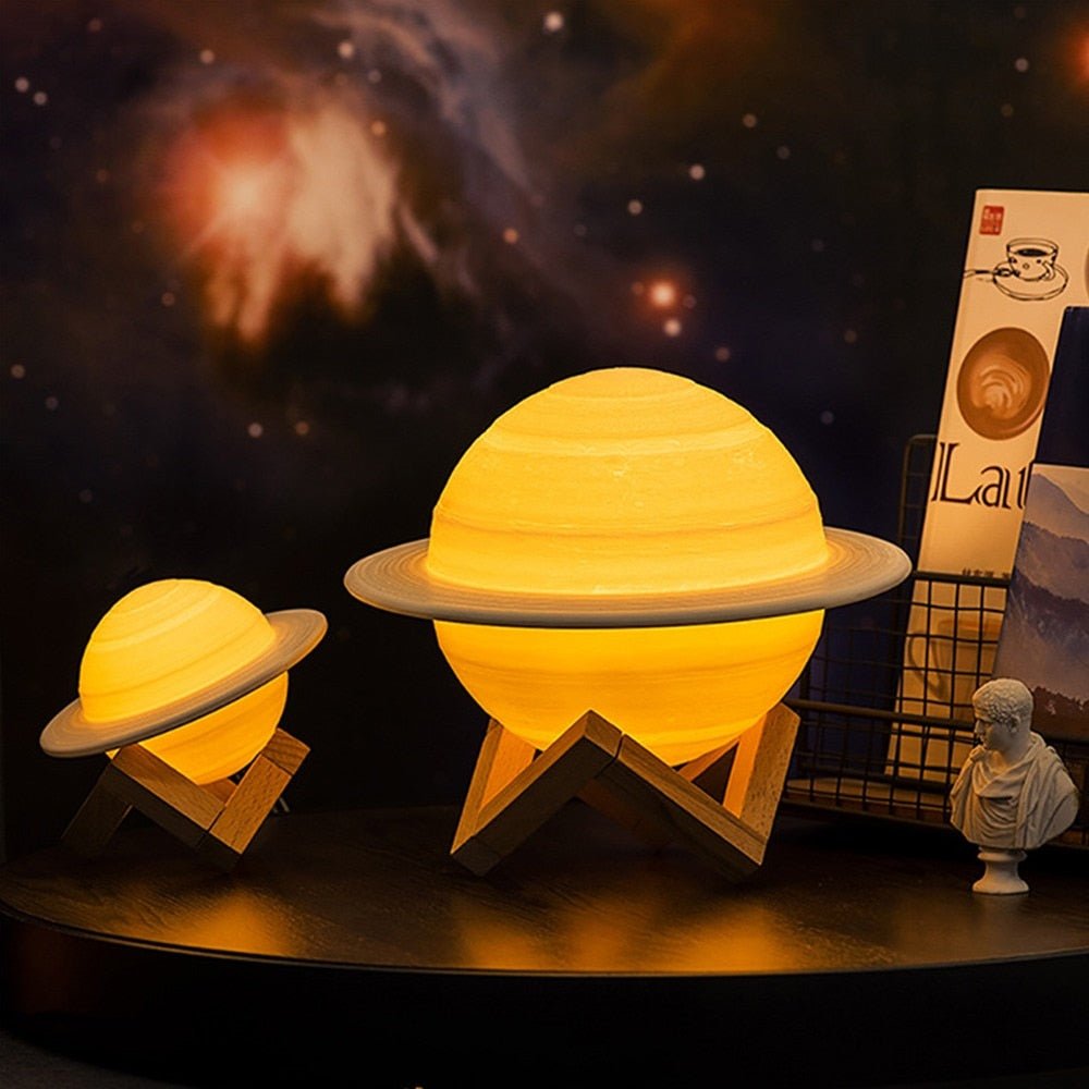 StellarGlow 3D Saturn Lampe | LED Nachtlicht mit Fernbedienung | Deko für Schlafzimmer & Kinderzimmer