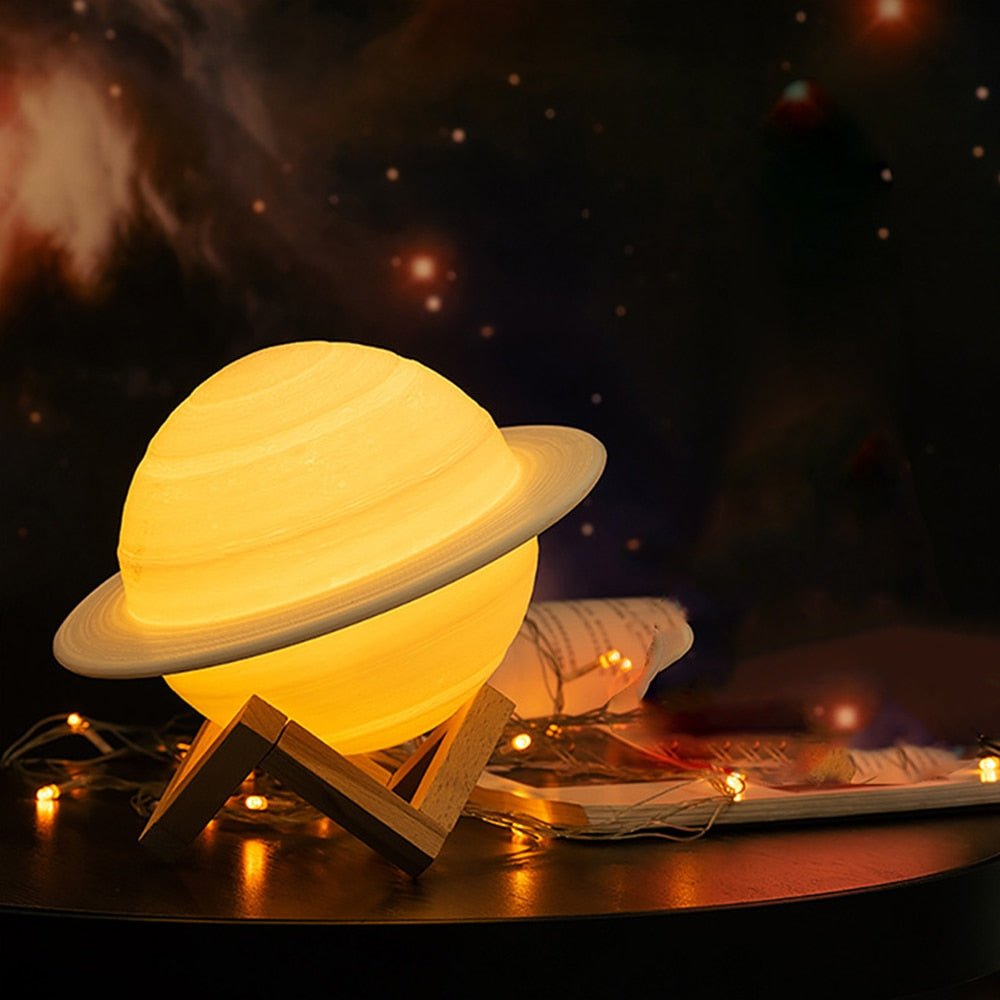 StellarGlow 3D Saturn Lampe | LED Nachtlicht mit Fernbedienung | Deko für Schlafzimmer & Kinderzimmer