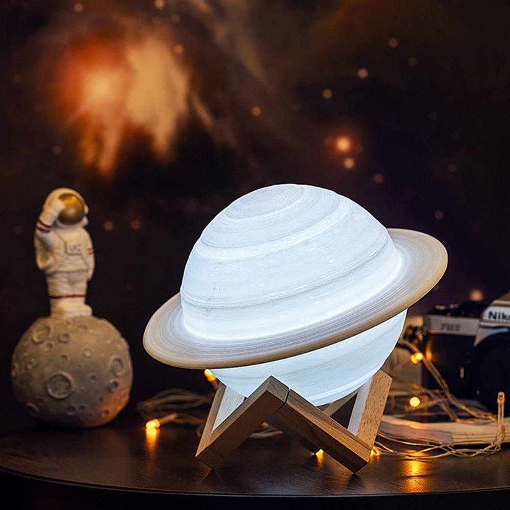 StellarGlow 3D Saturn Lampe | LED Nachtlicht mit Fernbedienung | Deko für Schlafzimmer & Kinderzimmer
