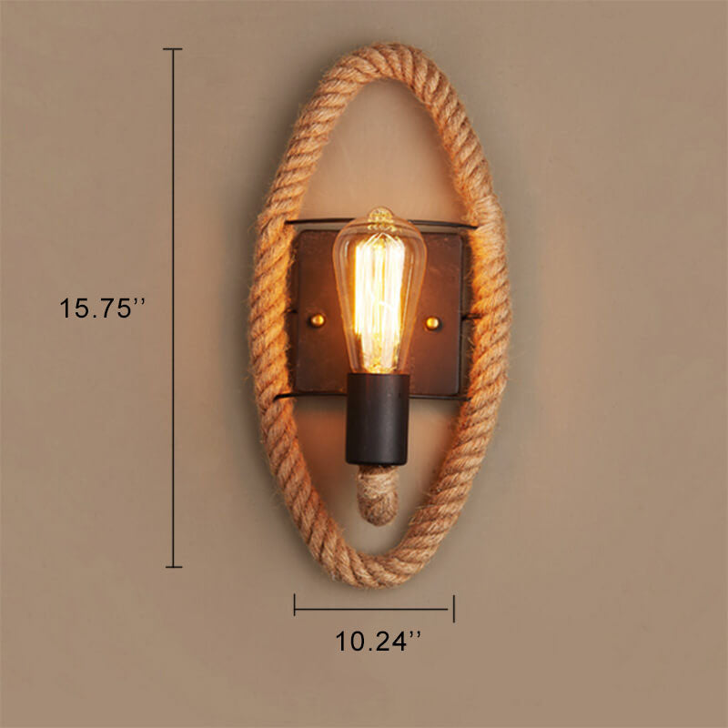 RusticGlow Seil-Wandleuchte | Vintage Stil | Hanfseil-Lampendesign | Einzigartige Dekoration | Umweltfreundliche Wandlampe