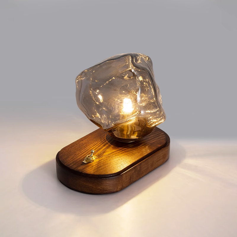 Glacivale Eisstein Glas Tischlampe | Modernes Design | Stimmungslicht | Elegante Dekoration für Wohnzimmer und Schlafzimmer