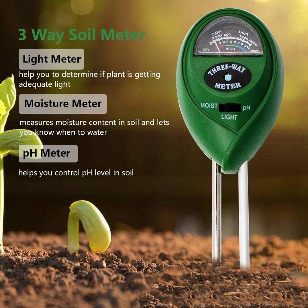 SoilSense 3-in-1 Bodenmessgerät | Feuchtigkeits-, Licht- und pH-Tester | Batterielos für Garten und Pflanzen