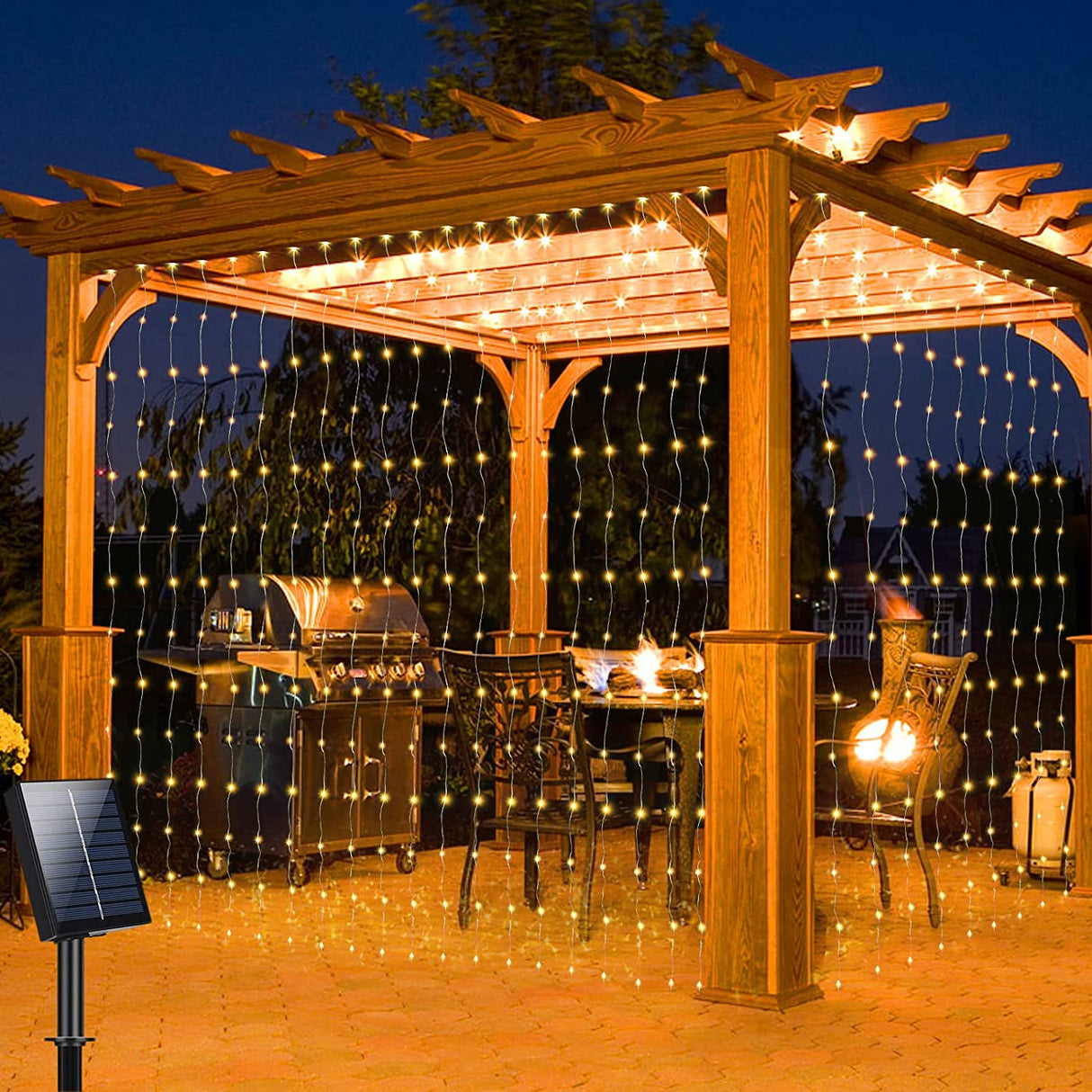 GlitterBeam Solar LED Vorhanglichter | Außen Wasserdicht | Lichterkette für Garten & Terrasse | Deko für Hochzeit & Party