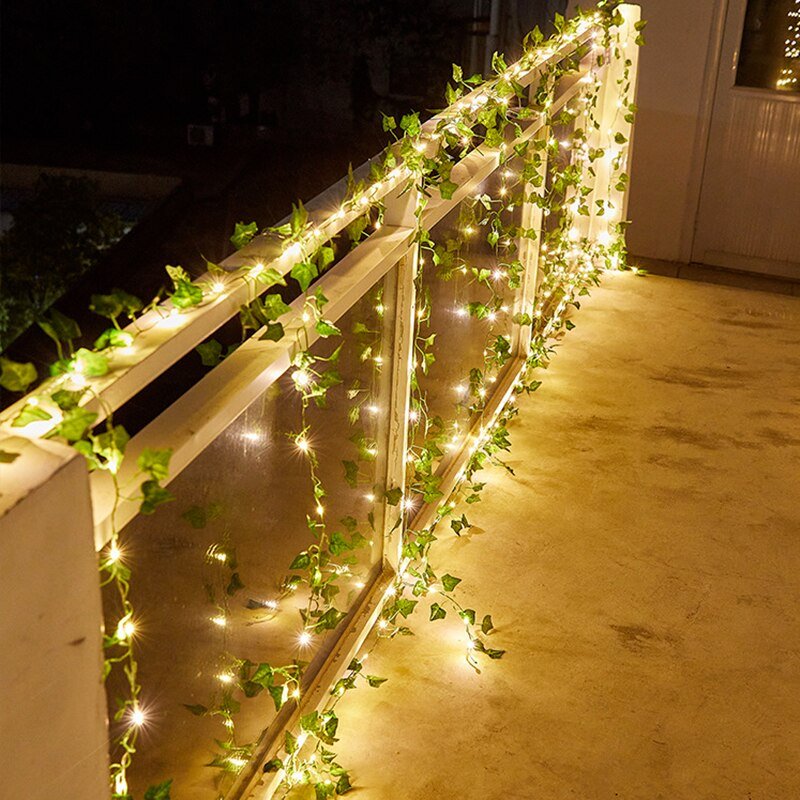 IvyGlow Solar Lichterkette Efeu | Wasserdicht | LED Stimmungslicht für Garten & Balkon | Deko für Außenbereiche
