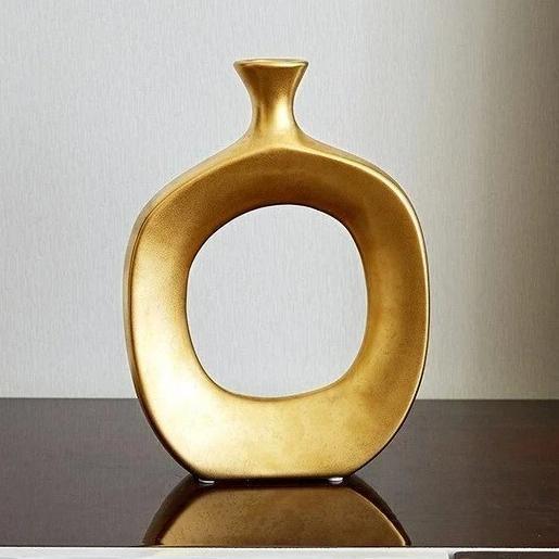 HollowGold Keramik-Vasen | Elegantes Design | Goldene Deko-Vase | Modernes Wohnaccessoire