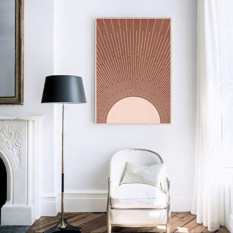 TerraSolis Terracotta Poster Print | Minimalistische Sonnenuntergang Wandkunst | Elegante Wohnzimmer-Deko