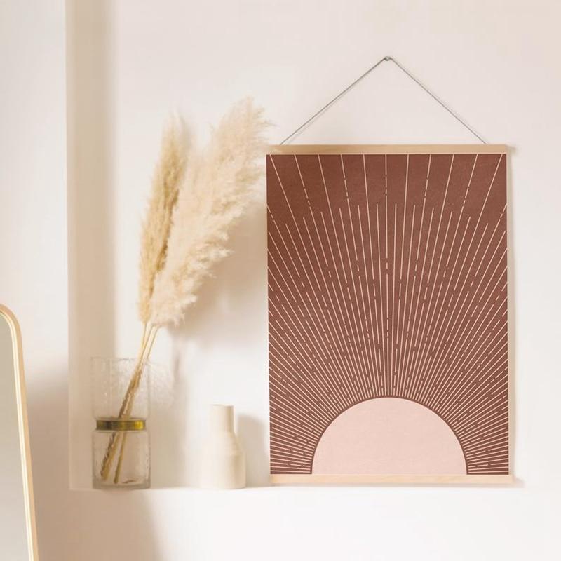 TerraSolis Terracotta Poster Print | Minimalistische Sonnenuntergang Wandkunst | Elegante Wohnzimmer-Deko