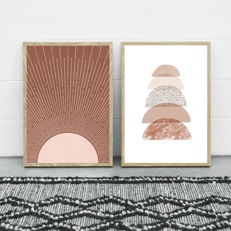 TerraSolis Terracotta Poster Print | Minimalistische Sonnenuntergang Wandkunst | Elegante Wohnzimmer-Deko