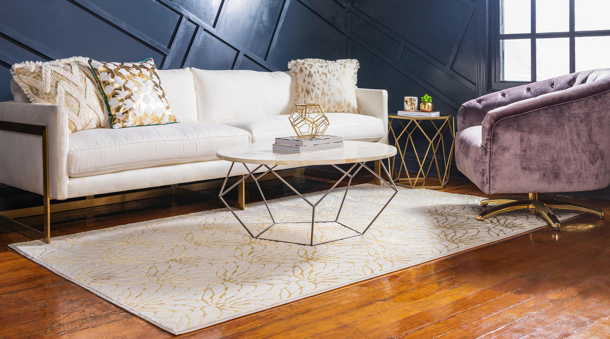 Floriva Lotusblumen-Teppich | Luxus-Design | Hochwertige Musterung | Wohn- & Schlafzimmer-Deko