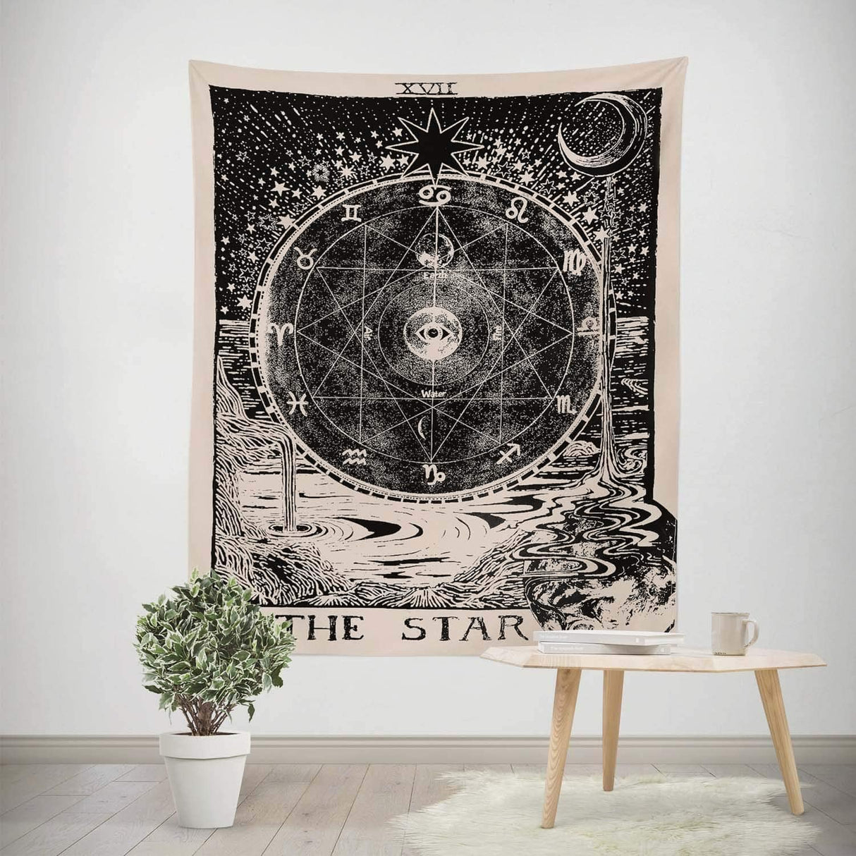 MystiWeave Tarot-Wandteppich "Der Stern" | Spirituelle Deko | Hochwertiger Druck | Boho & Esoterik Stil