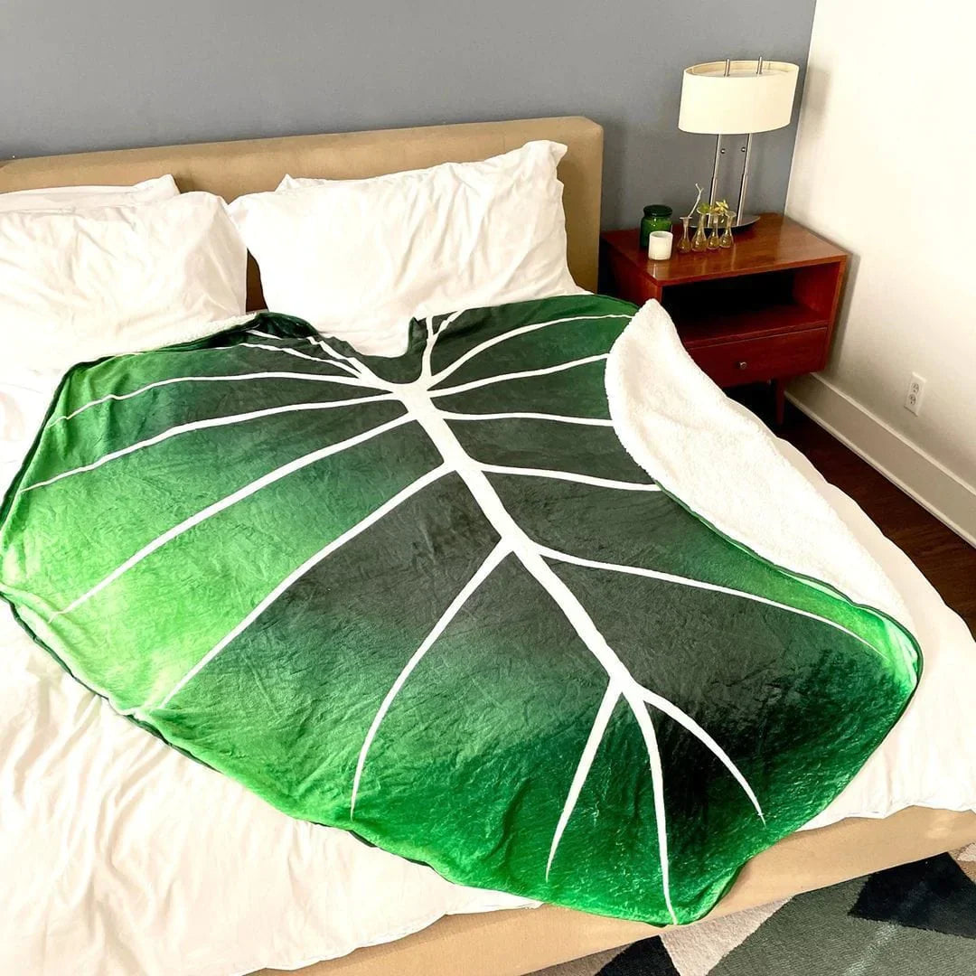 LeafHaven Philodendron Gloriosum Decke | Weiche Riesenblatt-Kuscheldecke | Tropische Deko für Zuhause