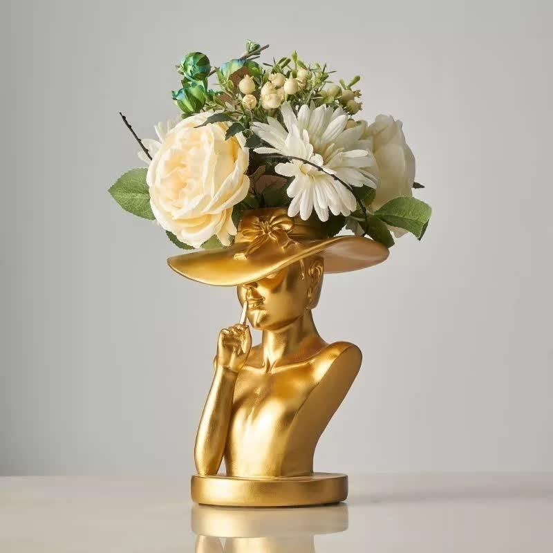 FemiVase Damenhut Design Vase | Kunstvolle Dekoration | Elegantes Wohnaccessoire | Handgefertigt