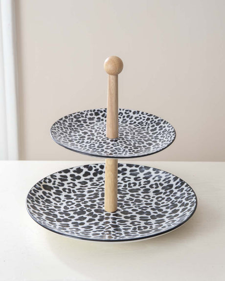 Dolcea 2-stöckiger Kuchenständer | Hochwertige Keramik | Elegantes Design | Perfekt für Gebäck und Fingerfood