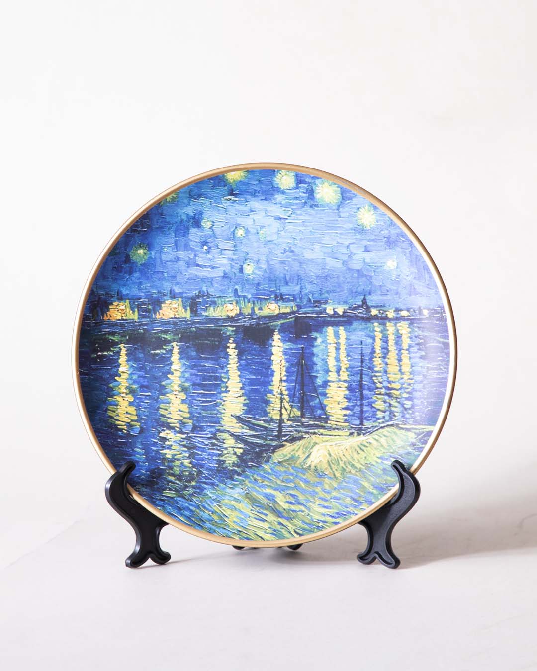 Rhonovia 'Sternennacht über der Rhône' Dekoteller | Vincent van Gogh Ölgemälde | Hochwertiges Porzellan | 10 Zoll Wanddeko