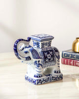 Elephoria Handbemalter Vintage Elefant | Blau-Weißes Deko-Highlight | Exklusive Tischdekoration für Zuhause