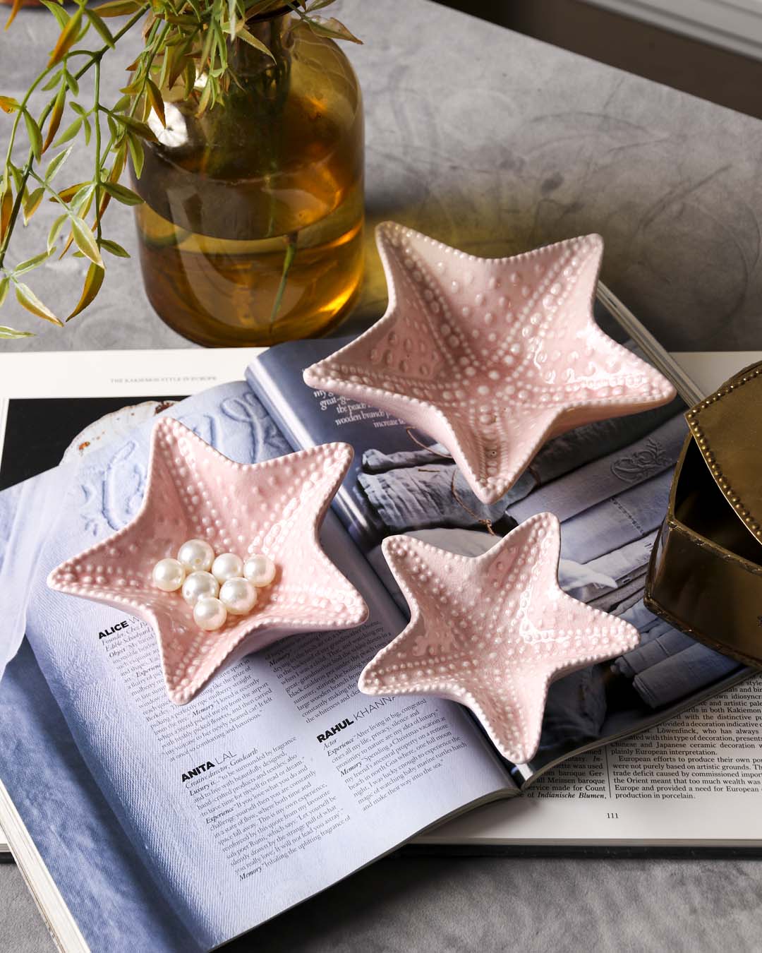 CoralBliss Seestern Nuss-Schalen | Set aus 3 | Rosa Design | Dekorativ & Vielseitig