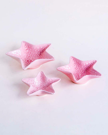 CoralBliss Seestern Nuss-Schalen | Set aus 3 | Rosa Design | Dekorativ & Vielseitig