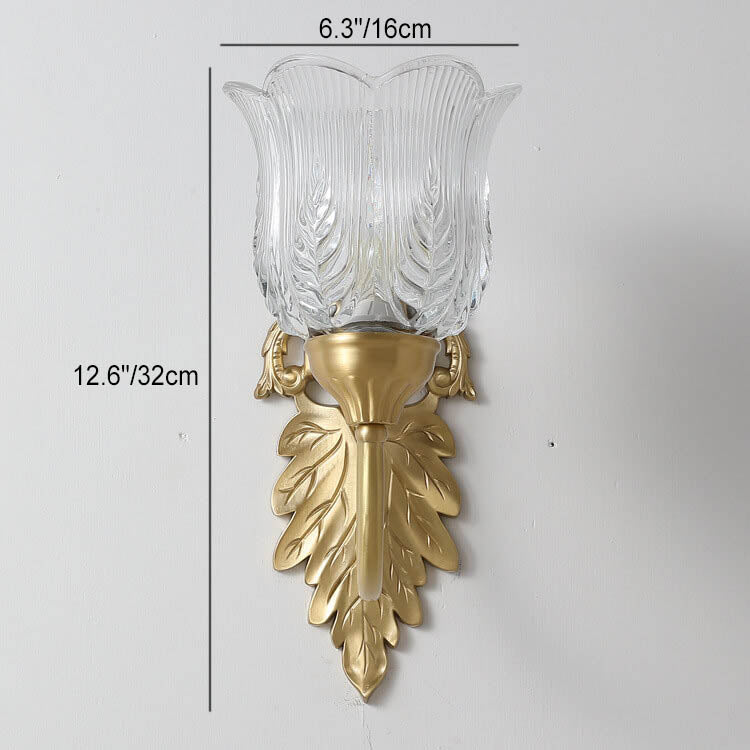 LustraBloom Vintage Wandleuchte | Messing & Glas | 1/2 Flammen | Elegantes Blütendesign