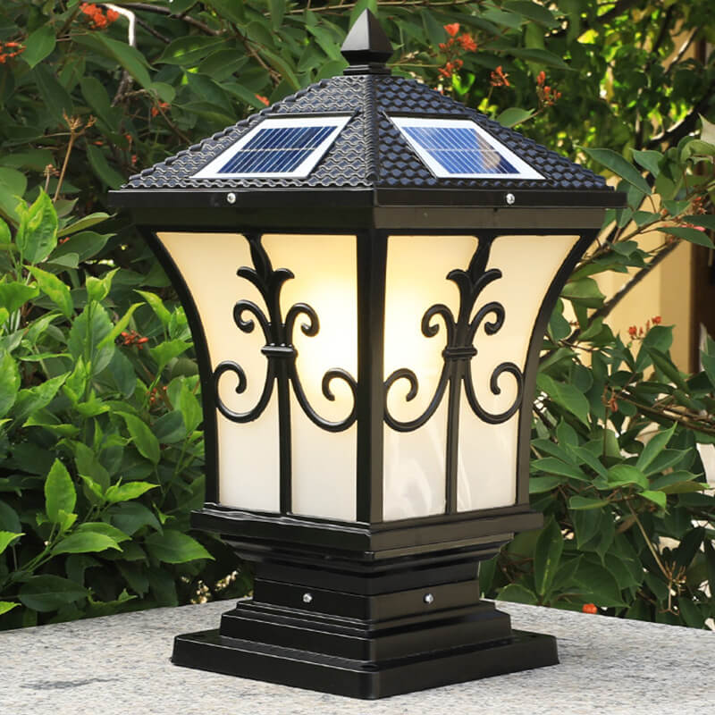 SolarLum Vintage LED Säulenleuchte | Wetterfest | Solar- und Strombetrieb | Dekorative Außenbeleuchtung
