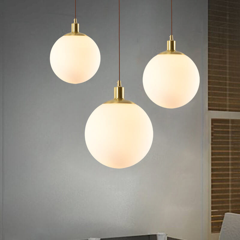 Orbilia Minimalistische Pendelleuchte | Weiße Kugel | Skandinavisches Design | Moderne Beleuchtung für Wohnräume