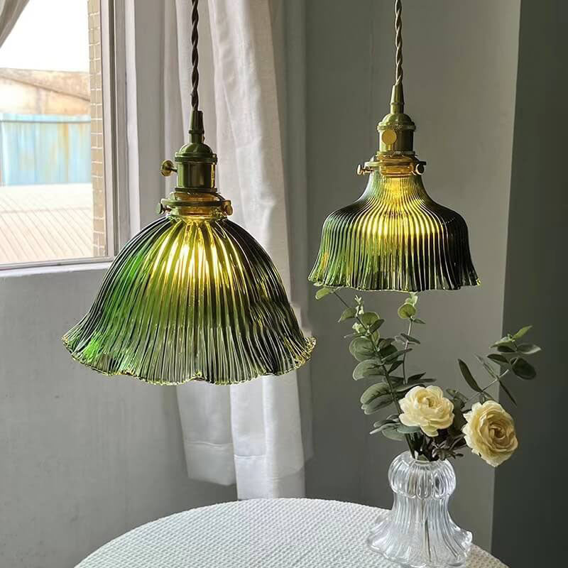 OrnaLite Nordic Pendelleuchte | Kupfer & Walnussholz | Blütendesign | Minimalistischer Stil