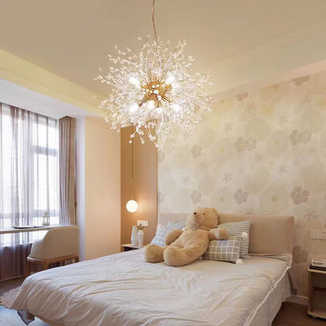 LuxaLume Skandinavischer Kronleuchter | Kristall & Metall | 8/9/12/16 Flammen | Modernes Design für Schlafzimmer & Wohnzimmer