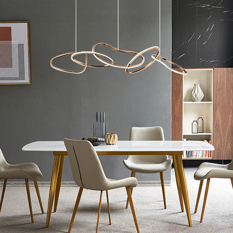 LuxeHalo Nordic LED Kronleuchter | Edelstahl Rund | Dimmbar | Esszimmer & Wohnräume