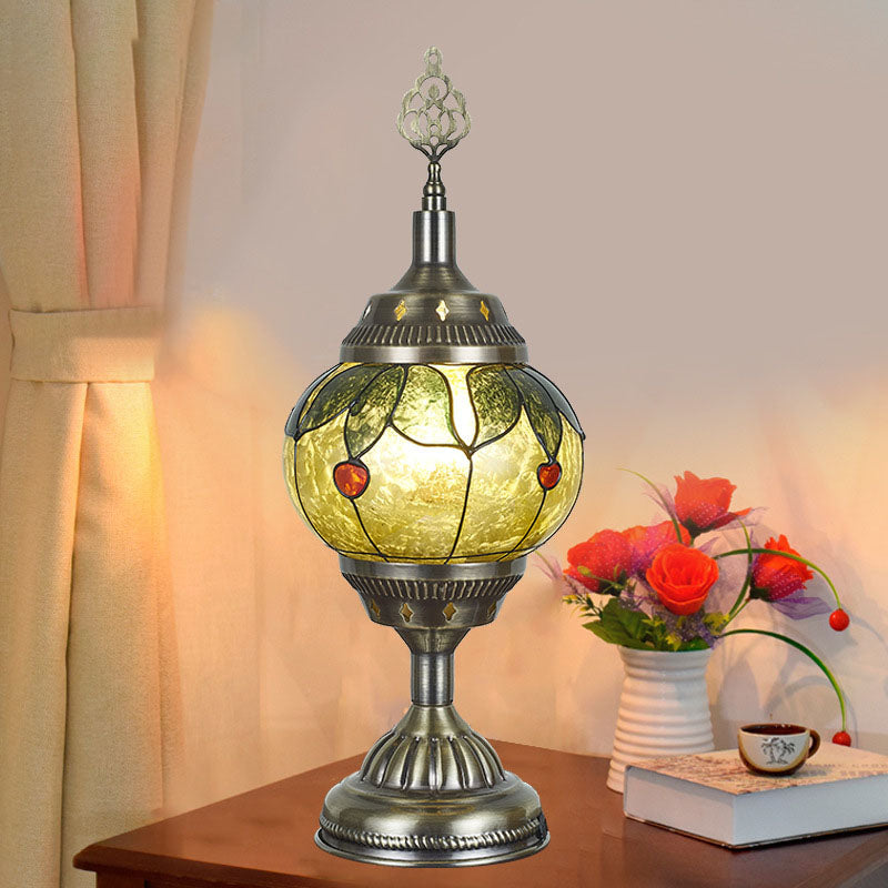 Glomera Tiffany Tischlampe | Ovales Design | Romantische Beleuchtung | Für Schlafzimmer & Wohnräume