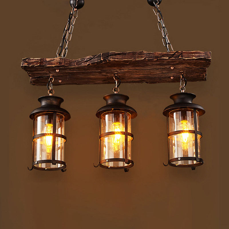 Farmora Kronleuchter | Traditionelles Bauernhaus-Design | Holz & Eisen | 3-flammige Beleuchtung für Esszimmer