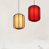 LuxoraChic Modernes Chinesisches Design Pendelleuchte | Faux-Schaffell | Holz-Laterne | LED-Beleuchtung für Zuhause
