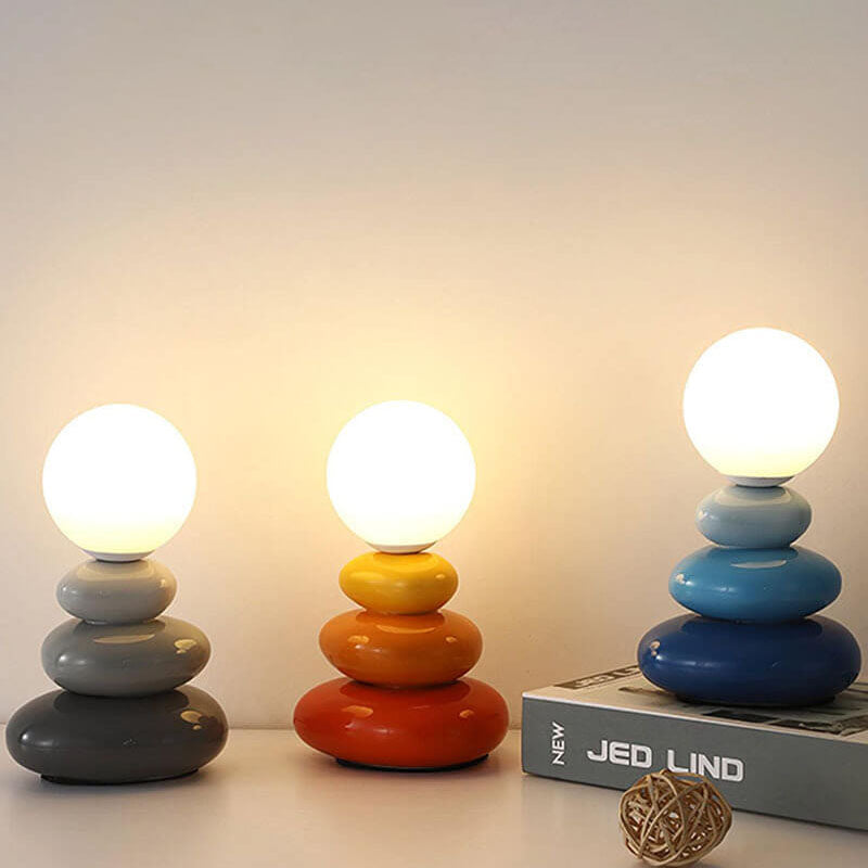 Pebluxe Minimalistische LED Tischlampe | Keramik & Glas | USB-Anschluss | Elegante Beleuchtung für Zuhause & Büro