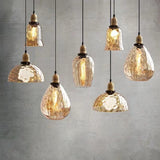 Glazenya Amber Pendelleuchte | Nordic Design | Wassermuster-Glaskuppel | Vintage 1-flammige Hängeleuchte