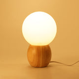 LuxeSphere Scandinavian Tischlampe | Holzsockel | Orb Glas-Design | Perfekt für Schlafzimmer & Wohnzimmer | Stimmungslicht