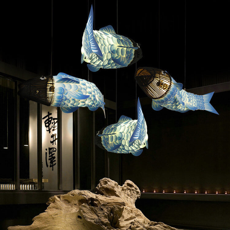 KoiLuxe Chandelier | Traditionelles chinesisches Design | Iron & PVC | Esszimmerbeleuchtung