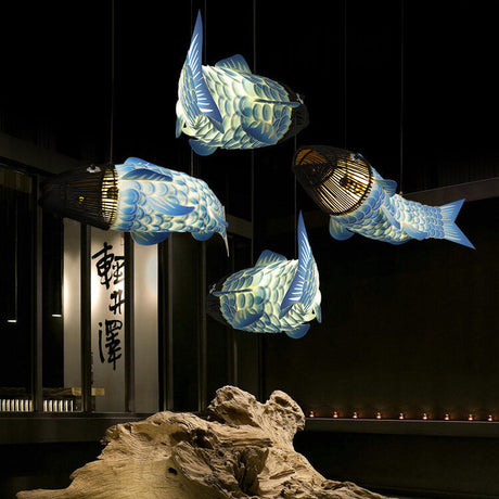 KoiLuxe Chandelier | Traditionelles chinesisches Design | Iron & PVC | Esszimmerbeleuchtung