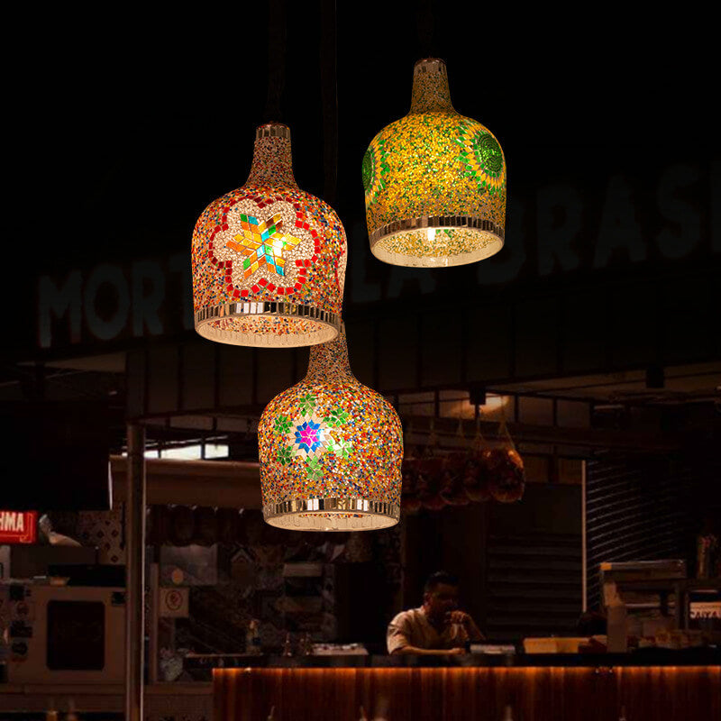 LumaFrost Pendelleuchte | Modernes Kreatives Design | Flaschenform aus Buntglas | LED Hängelampe
