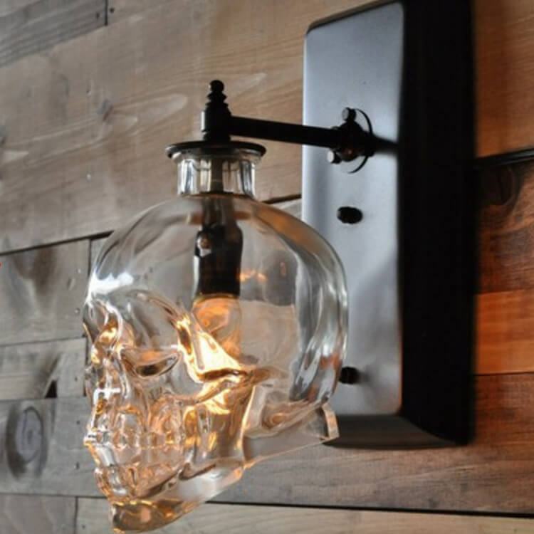 ShadowGlow Schädel-Wandleuchte | Glasdesign | 1-flammige Wandlampe | Stilvolle Beleuchtung