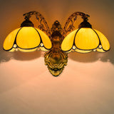 VitraBlume Mediterrane Wandleuchte | Handgefertigtes Buntglas | 2 Lichter | Dekorative Beleuchtung für Wohnzimmer
