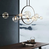 GlintSphere Elegante Glas Pendelleuchte | Magische Bohnenform | 7/10-Licht Island-Leuchte