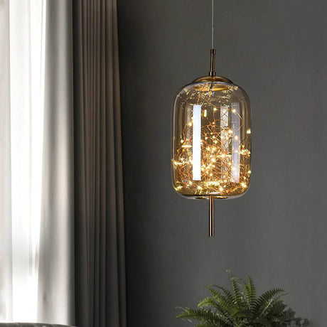 LumoSphere Nordic Pendelleuchte | Zylinder Oval Design | Glas-Lampe | Dimmbares LED Licht | Schlafzimmer & Wohnräume