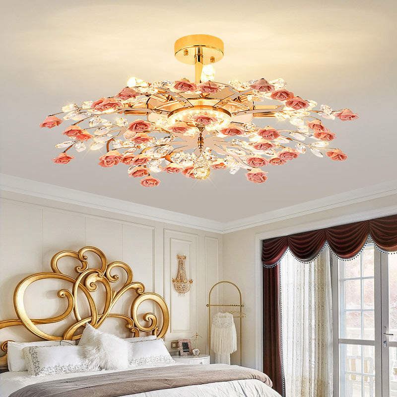LustraRose Elegance | Keramik Kristall Kronleuchter | 6/7/8-flammig | Luxuriöse Beleuchtung